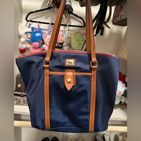 Dooney & Bourke Handbags - Navy Blue Dooney & Bourke Bag with Brown Accents